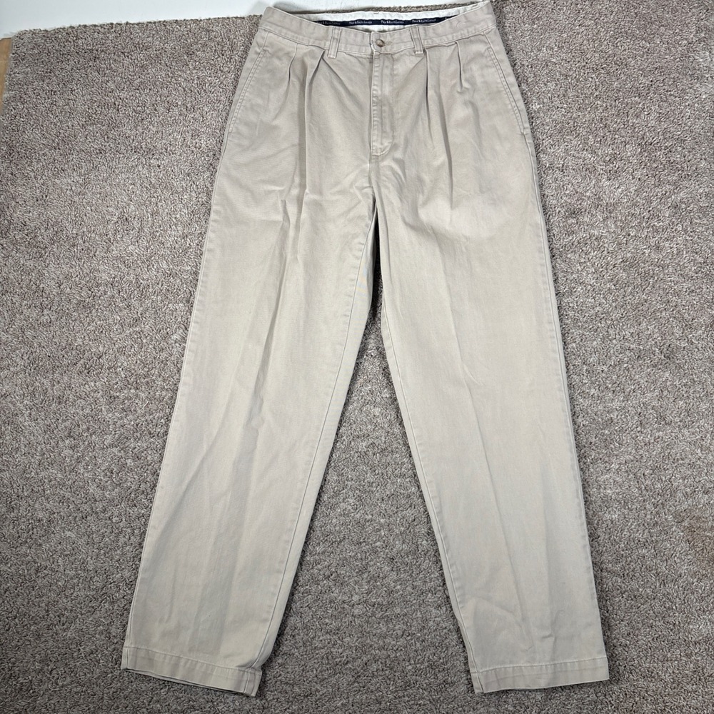 Polo Ralph Lauren Andrew Pant Mens 32x32 Khaki Tan Pleated Cotton Chino Trousers